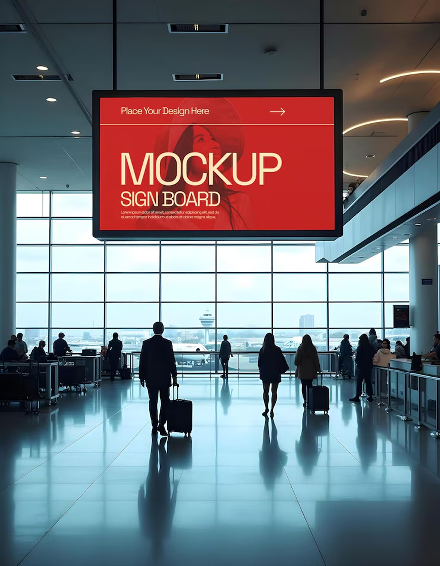 Airport terminal with digital signage